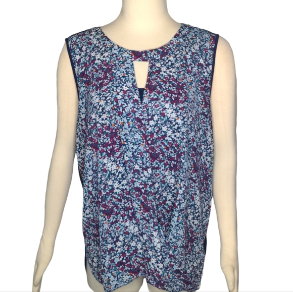 41 HAWTHORN Blue Floral Layered Career Tank Stitch Fix XL